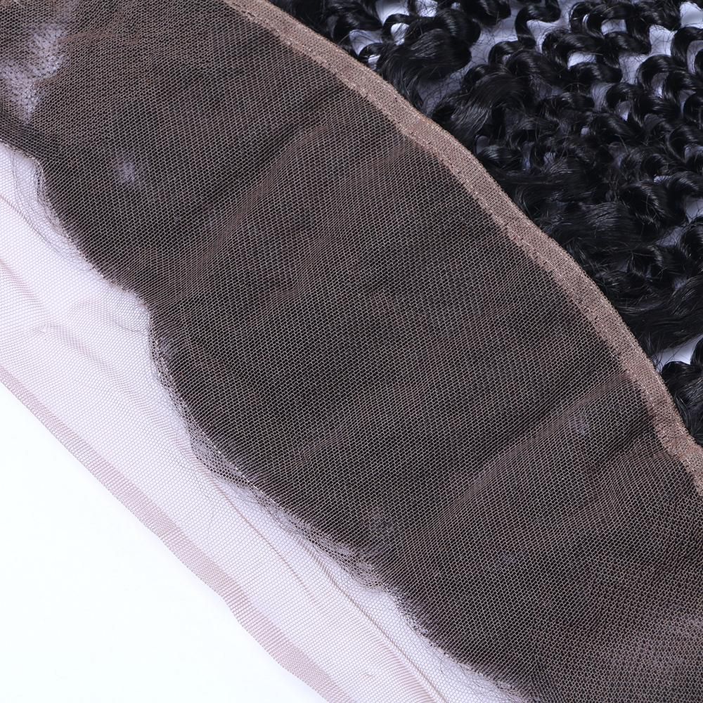 Wholesale 13x4 Curly Swiss Lace Frontral Ear to Ear 100% Brazilian Human Virgin Remy Hair Peruvian Malaysian Indian Natural 1B Color Frontrals Weaves Extensions aishair