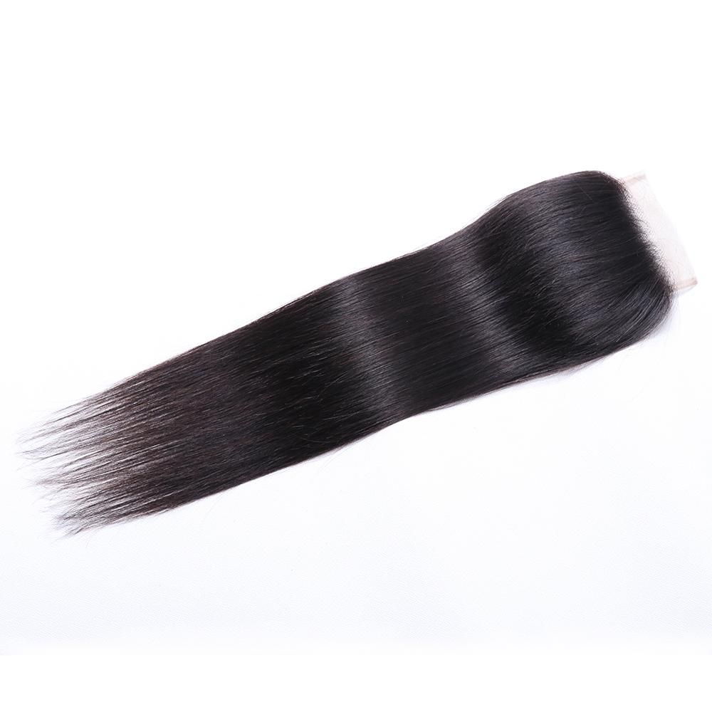 Wholesale 5x5 Straight Swiss Lace Closure 100% Brazilian Human Hair Peruvian Malaysian Indian Natural 1B Color Closures Weaves Extensions aishair