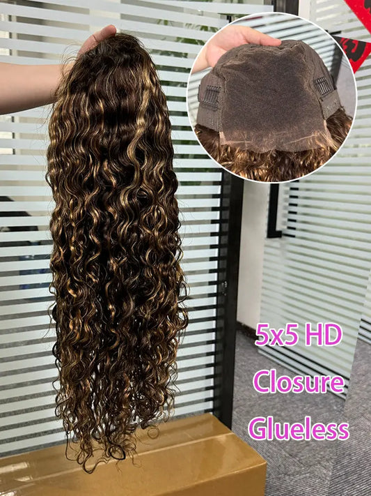 Closure Wig 5x5 HD P4/27# Water Wave aishair