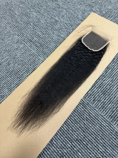 4x4 Lace Closure Kinky Straight Transparent Lace Natural Color 1B Unprocessed Virgin Human Hair aishair