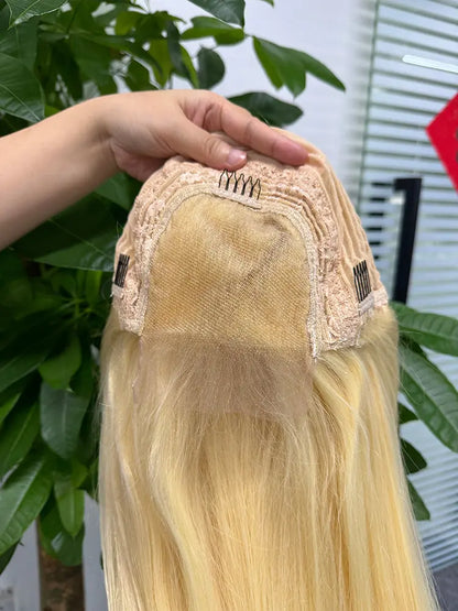 Closure Wig 4x4 Blonde Color 613# Straight Lace Wig 100% Real Human Hair aishair