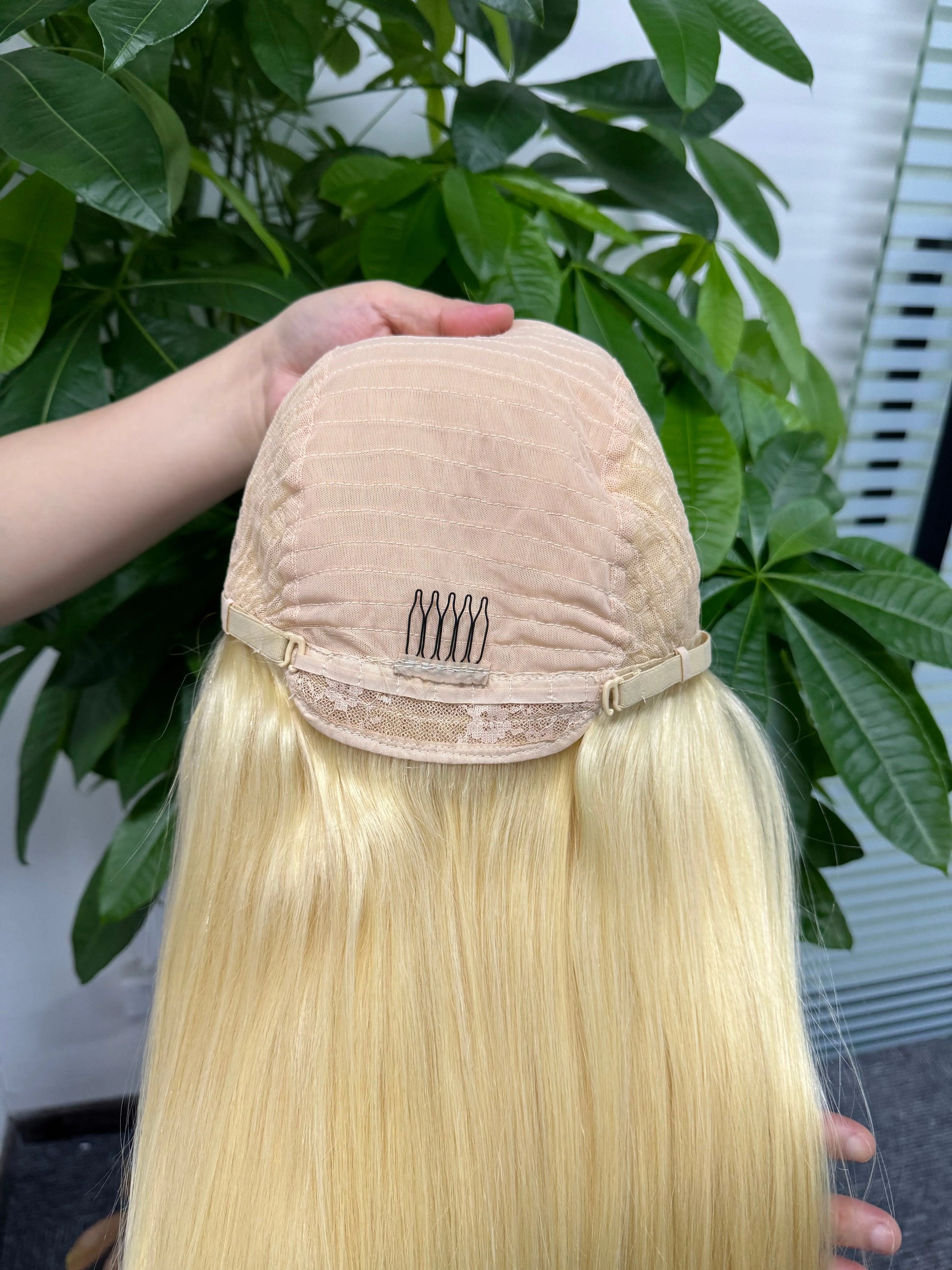 Closure Wig 4x4 Blonde Color 613# Straight Lace Wig 100% Real Human Hair aishair
