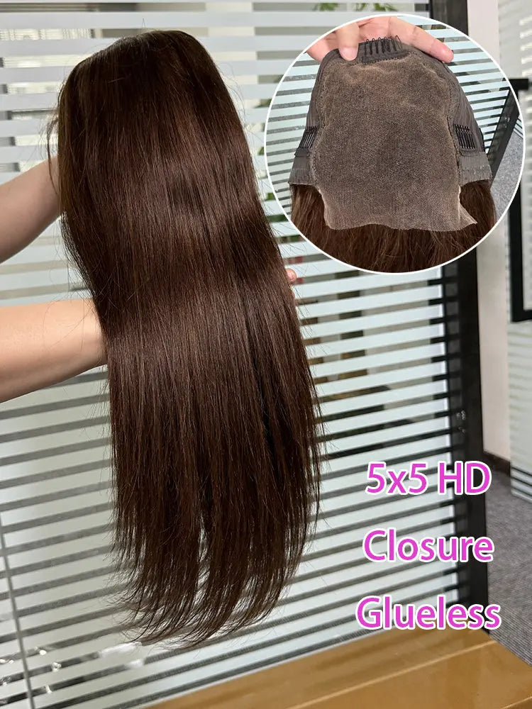 Closure Wig 5x5 HD Glueless 4# Straight Lace Wig aishair