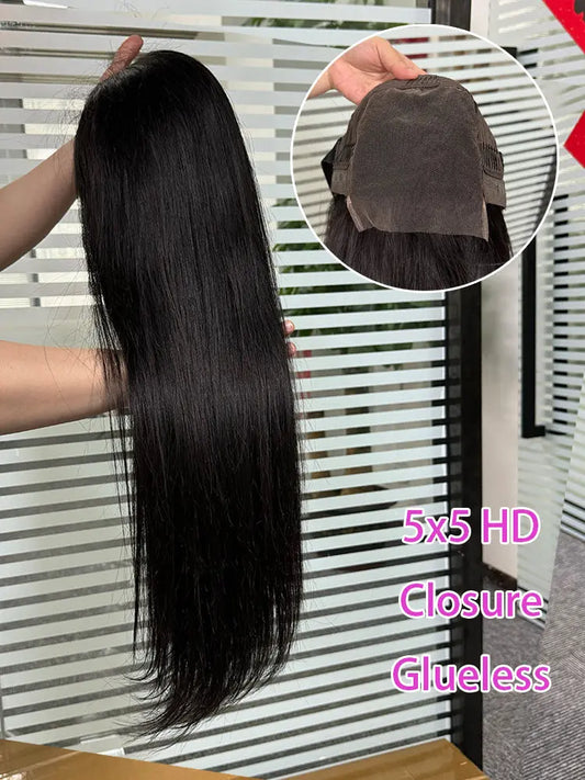 Closure Wig 5x5 HD Glueless Straight Lace Wig aishair