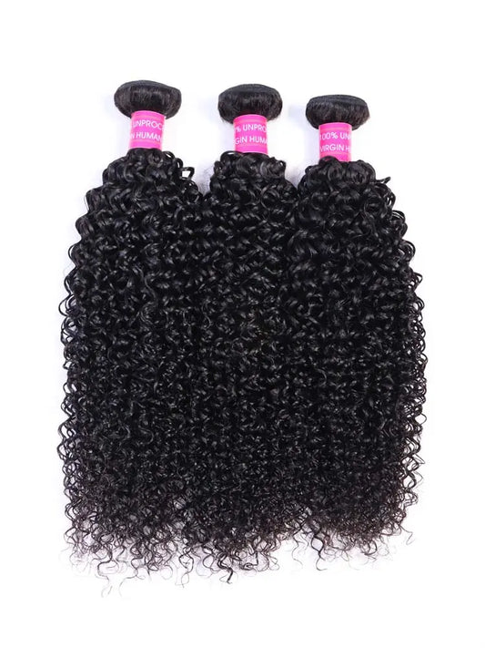 Curly Hair Bundle  Round  Head  Hair Weft  Natural Color 1B Unprocessed Brazilian Virgin Human Hair Weave aishair