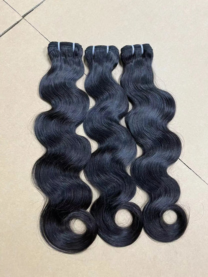 Hair Bundle Body Wave Flat HeadHair Weft Natural Color 1B Unprocessed Malaysian Virgin Human Hair Weave aishair