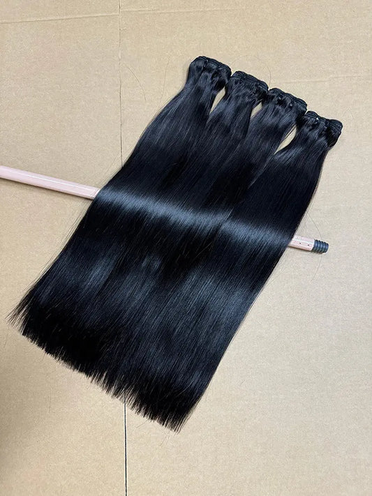 Hair Bundle Double Drawn Straight Hair Weave Natural Color 1B 100% Real Virgin Human Hair Weft aishair