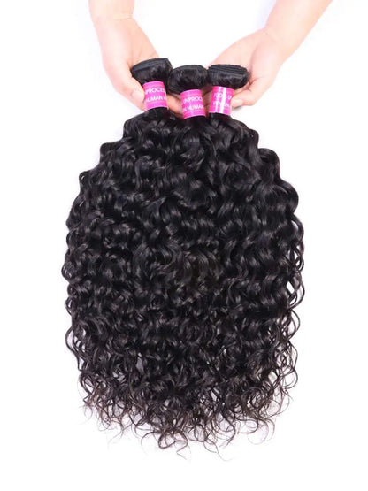 Hair Bundle Water Wave Round Head Hair Weft Natural Color 1B Unprocessed Brazilian Virgin Human Hair Weave aishair