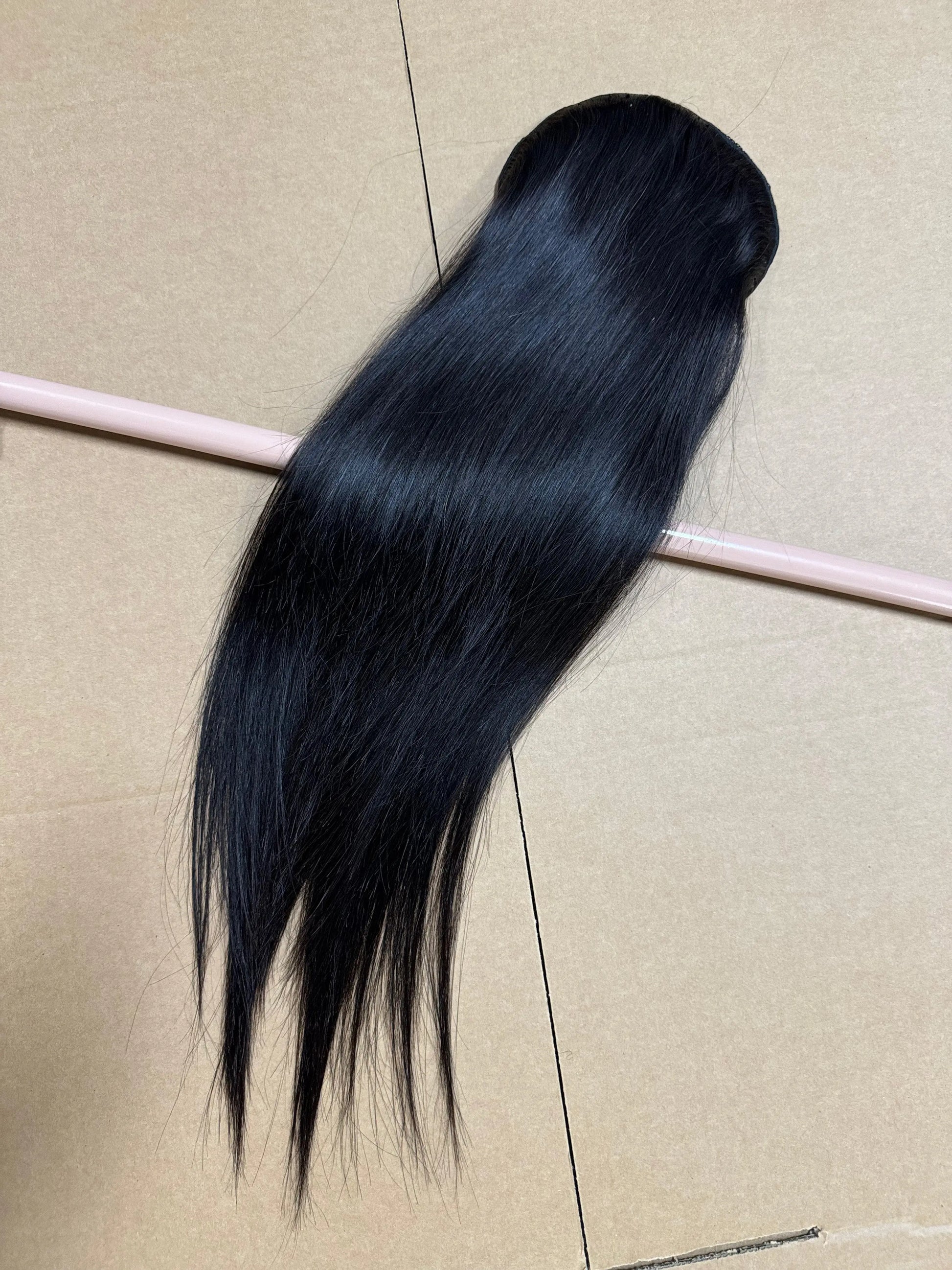 Ponytail 100% Real Human Hair Straight Natural Color 1B Round Type Brazilian Hair aishair