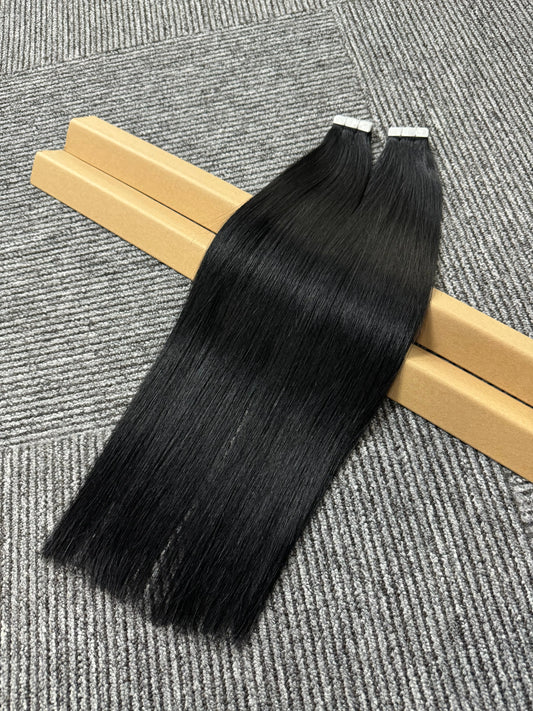 Tape Hair 1# Color 100% Human Hair Extensions Straight Tape in Hair aishair