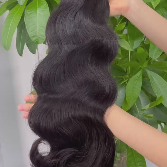 Hair Bundle Body Wave Flat HeadHair Weft Natural Color 1B Unprocessed Malaysian Virgin Human Hair Weave