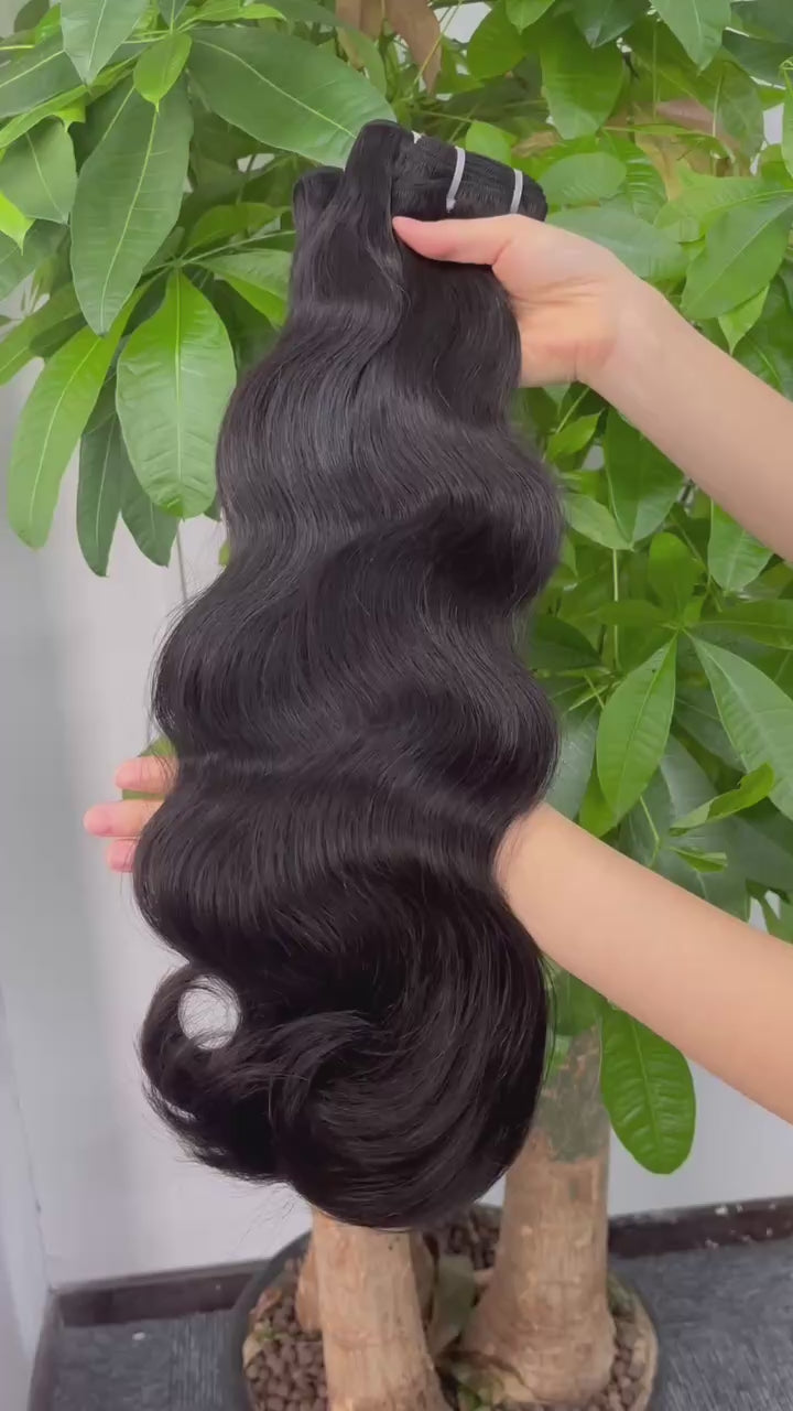 Hair Bundle Body Wave Flat HeadHair Weft Natural Color 1B Unprocessed Malaysian Virgin Human Hair Weave