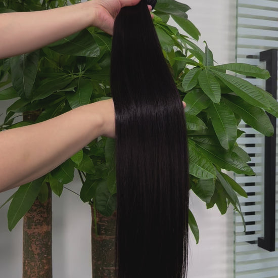 Hair Bundle Straight Hair Weft Natural Color 1B Unprocessed Brazilian Virgin Human Hair Weave