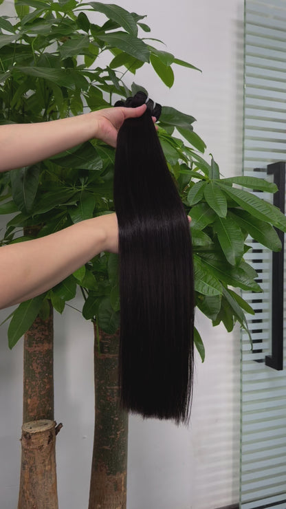 Hair Bundle Straight Hair Weft Natural Color 1B Unprocessed Brazilian Virgin Human Hair Weave