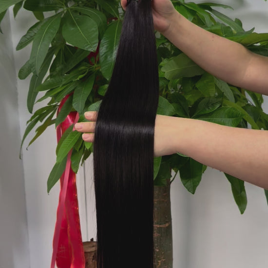 Hair Bundle Straight Round Head Hair Weft  Natural Color 1B Unprocessed Brazilian Virgin Human Hair Weave