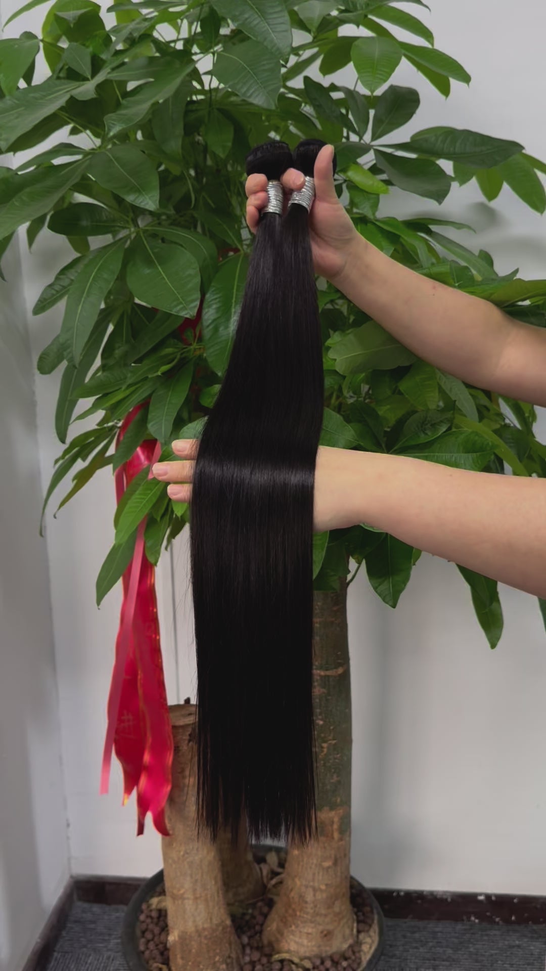 Hair Bundle Straight Round Head Hair Weft  Natural Color 1B Unprocessed Brazilian Virgin Human Hair Weave