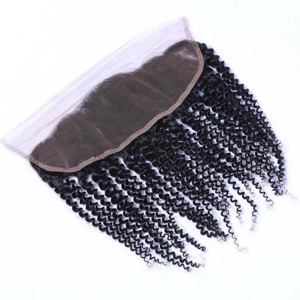 Wholesale 13x4 Curly Swiss Lace Frontral Ear to Ear 100% Brazilian Human Virgin Remy Hair Peruvian Malaysian Indian Natural 1B Color Frontrals Weaves Extensions aishair 