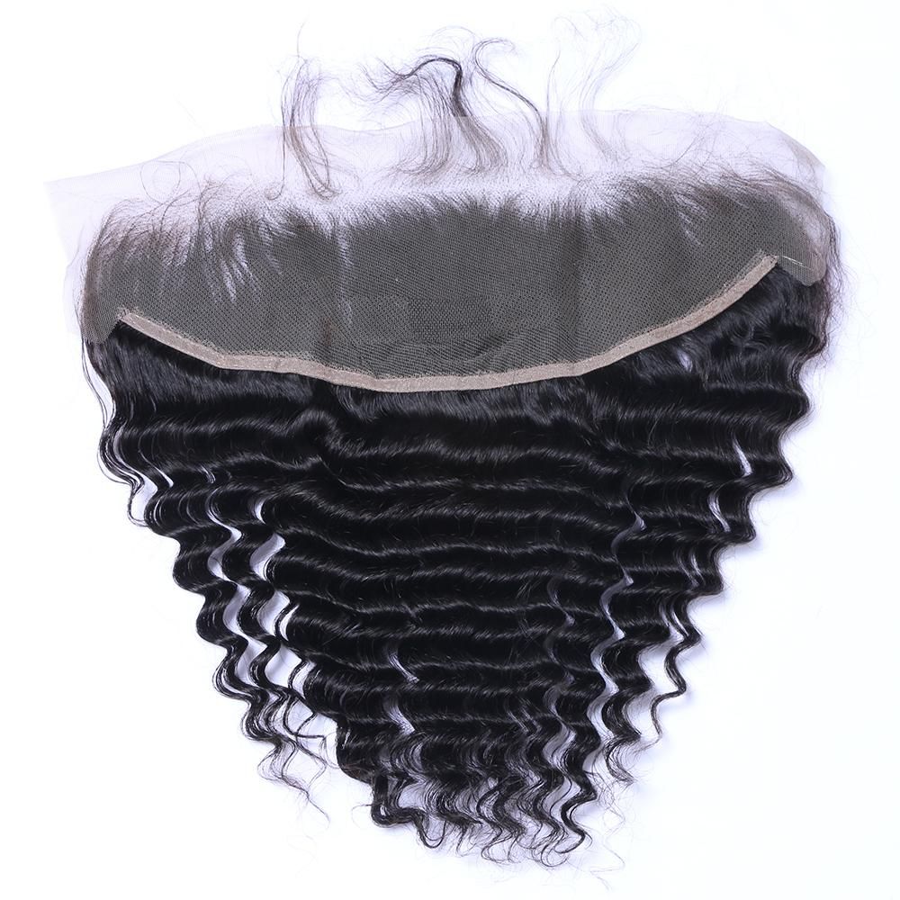 Wholesale 13x4 Deep Wave Swiss Lace Frontral Ear to Ear 100% Brazilian Human Virgin Remy Hair Peruvian Malaysian Indian Natural 1B Color Frontrals Weaves Extensions aishair 