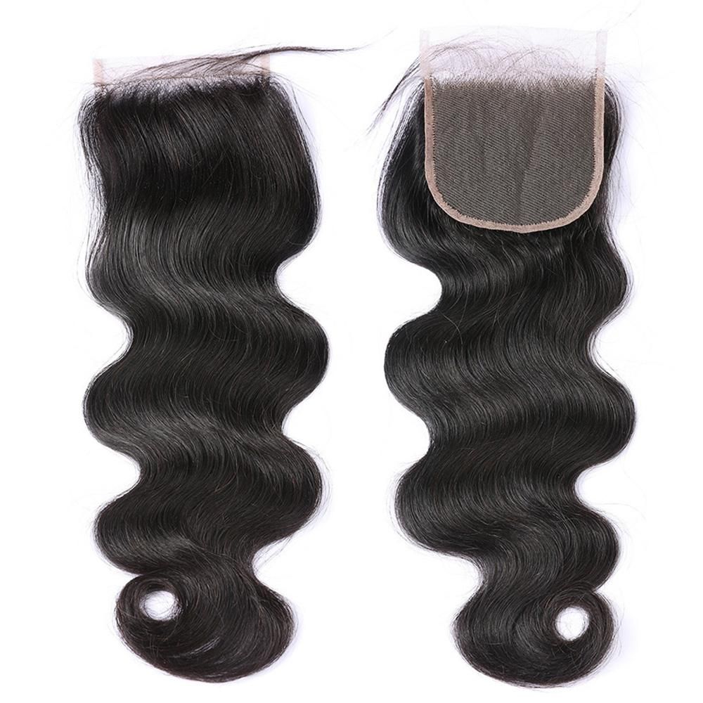 Wholesale 4x4 Body Wave Swiss Lace Closure 100% Brazilian Human Hair Peruvian Malaysian Indian Natural 1B Color Closures Weaves Extensions aishair 