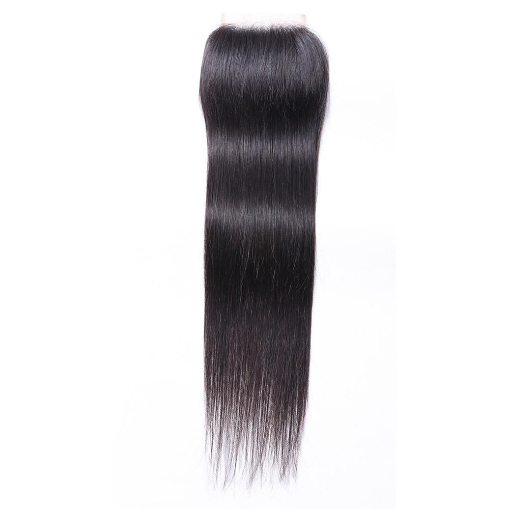 Wholesale 5x5 Straight Swiss Lace Closure 100% Brazilian Human Hair Peruvian Malaysian Indian Natural 1B Color Closures Weaves Extensions aishair 